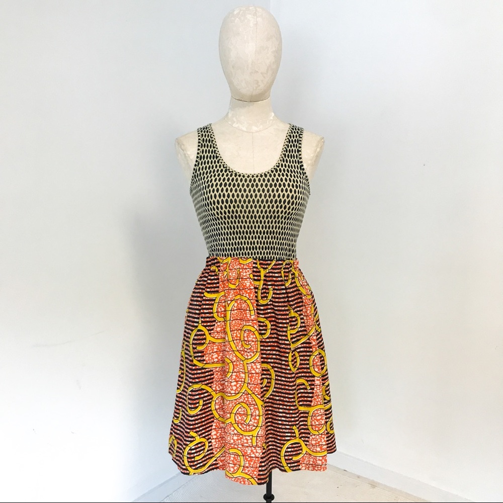 Anthropologie S Silk African Print Sundress Black - Picture 2 of 10